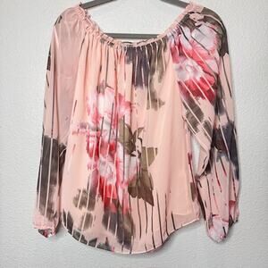 WHBM Floral Chiffon Off The Shoulder Blouse - Size Small